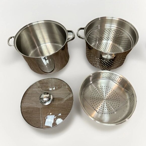 Dansk 18/10 Stainless Steel Stock Pot w/ Steamer & Pasta Strainer + Glass Lid - Picture 5 of 11